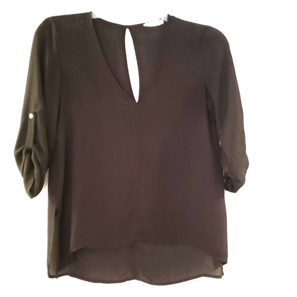 Lush 3/4 length black blouse
